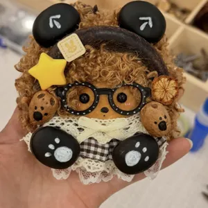 Cute Pod Doll Bear Bag Pendant Cartoon Plush Handmade Bag Hanging Ornament Healing DIY Craft Keychain