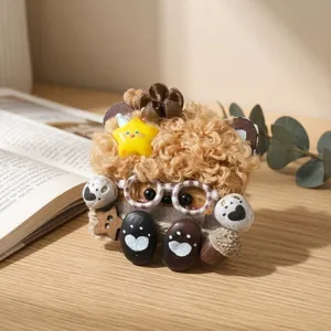 Handmade cute pod doll bear pendant fluffy plush bag charm creative DIY room hanging decoration