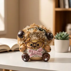 Handmade cute seed pod hedgehog doll ornament cute creative desktop decoration gift for girlfriend