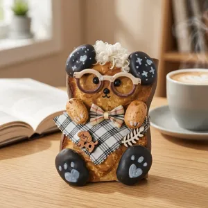 Handmade natural bean pod bear doll desktop ornament creative cute craft gift home decor
