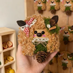 Handmade natural pod shell doll pendant, cute pine cone creative craft hanging ornament gift.