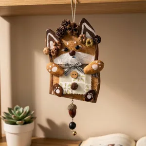 Handmade Natural Pod Puppy Pendant Cute Animal Hanging Ornament DIY Craft Gift Home Decor