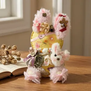 Handmade plush bunny doll DIY craft hanging ornament vintage aesthetic cute gift item