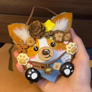 Handmade cute animal hanging pendant DIY craft gift with pinecone decoration for friends and family