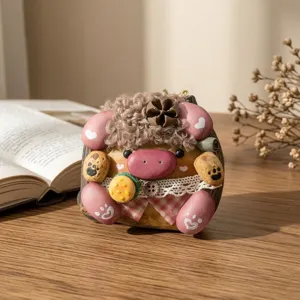 Handmade seed pod doll detail, creative natural craft puppet, cute desktop decor and gift.
