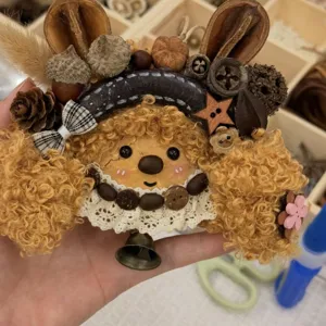 Handmade cute pod bear bag pendant natural plant material DIY craft hanging decor plush