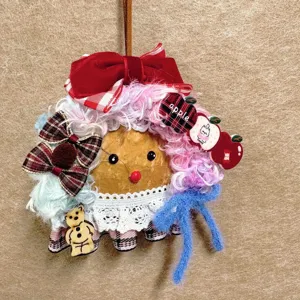 Handmade natural bean pod doll cute car hanging ornament creative fluffy yarn craft pendant