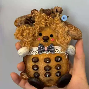 Handmade creative doll ornament, cute coffee bean phone shape plush gift pendant toy.