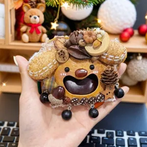 Handmade natural dried pod doll pendant, cute creative DIY keychain accessory gift for her.