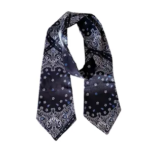 Chique zwart-witte paisley skinny sjaal, elegante halsdas voor dames, veelzijdig mode-accessoire.