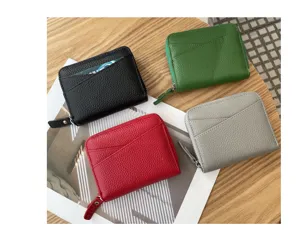 Echtholz Reißverschluss Kartenetui Mehrfachschlitz RFID Geldbörse minimalistisches Etui.