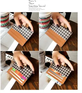 Minimalist houndstooth card holder slim credit card case chic fashion wallet for women daily use