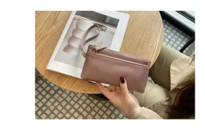 Premium genuine leather women clutch wristlet bag long wallet phone purse for daily use