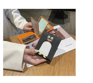 Niedliche Pinguin Kartenhalter Brieftasche minimalistisches Kunstleder Kartenetui Stil