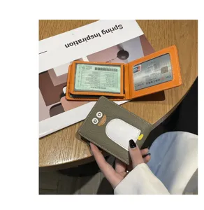 Kompakte Mehrkarten Führerscheintasche, süßes grau oranges Design für den Alltag.
