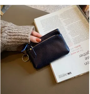 Genuine leather mini coin purse women small key wallet zipper card holder small pouch