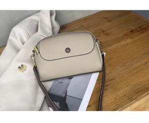 Classic genuine leather crossbody bag for women, high-end stylish shoulder bag with strap.