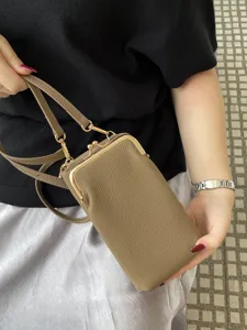 Genuine leather phone bag women mini crossbody bag stylish small shoulder bag cowhide