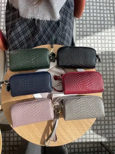 Echtleder Damen Clutch Geldbörse Kroko-Muster Mehrschicht Handtasche Hauptbild Ansicht