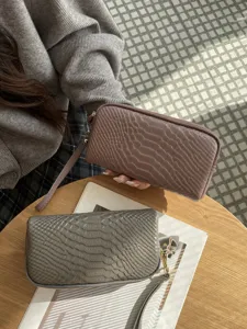 Echtes leder clutch tasche für damen große kapazität mehrschichtige geldbörse tasche