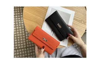 Genuine leather long women wallet clutch handbag fashion casual purse card holder detail view