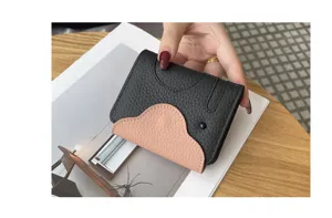 Genuine leather elephant card holder slim cute multi-slot wallet for women daily use.