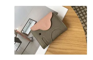 Cute elephant leather card holder slim cowhide multi-card wallet for women minimalist chic daily use