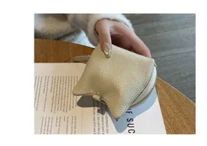 Mini leather coin purse detail, compact cute women wallet, premium cowhide daily wallet
