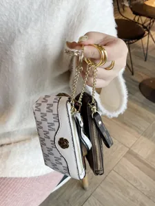 Women fashion coin purse set with key chain mini zip wallet cute stylish small hanging bag