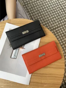 Genuine leather long women wallet classic clutch purse daily multi card phone bag