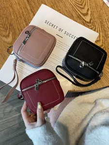 Echtleder Mini Münzbeutel Damen kleine Lippenstift Kopfhörer Aufbewahrung Tasche Reißverschluss