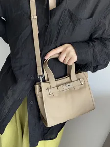 Femme cuir veritable taupe sac a main poignee superieure bandouliere Kelly cabas