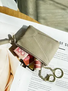 Genuine leather coin purse for women, soft cowhide zipper small wallet and key pouch stylish.