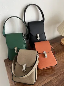 Genuine leather women's mobile phone bag, new minimalist vertical mini crossbody and handbag.