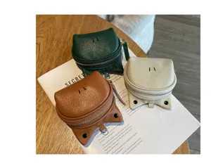 Genuine leather cat coin purse compact cute mini zipper coin pouch wallet fashion accessory