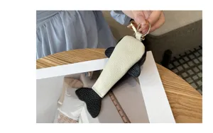 Porte-clés baleine en cuir véritable mignon animal étui mini porte-clés sac à main charme