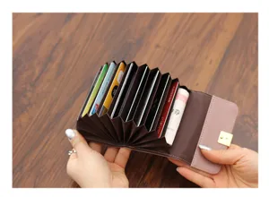 Tarjetero de acordeón para mujer, mini cartera minimalista con múltiples ranuras para tarjetas.