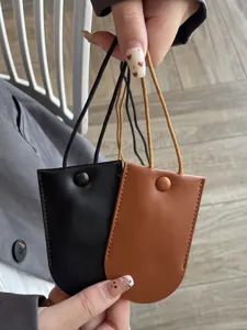 Custodia per chiavi da collo in vera pelle mini borsa pendente minimalista tipo a strappo