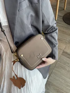 Genuine leather women shoulder crossbody bag stylish brown small square camera bag chic