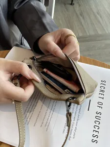 Genuine leather coin purse women top layer cowhide mini pouch zipper small change bag