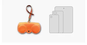 Tragbare orangefarbene Leder Auto Sonnenbrillen Etui mit Handschlaufe und Druckknopf.