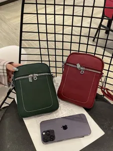 Genuine leather mini mobile phone bag women small cowhide shoulder bag dual colors