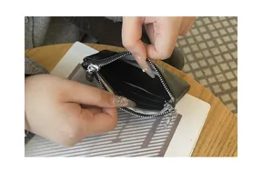 Compact genuine leather coin purse women minimalist card holder small zipper wallet