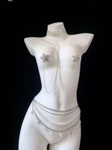 Fashion vintage multi-layer faux pearl waist chain body jewelry for women dress accessory