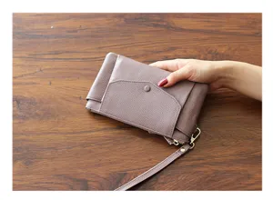 Stylish women leather clutch bag large capacity wristlet purse for daily use chic phone wallet