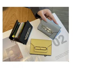 Genuine leather card holder multi-slot coin purse stylish compact wallet for women detail view