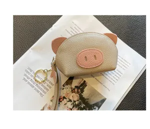 Cute leather pig coin purse mini wallet for women ins style minimalist everyday details