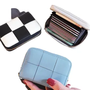 Porte-cartes mini compact avec multiples fentes, fermeture éclair, chic et portable au quotidien.
