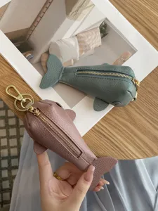 Véritable Cuir Étui à Clés Baleine Mignon Animal Porte-Monnaie Mini Porte-Clés Pochette Sac Pour Femmes Accessoires de Mode