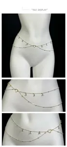 Multi-layer rhinestone heart body chain sexy waist chain beach body jewelry for women